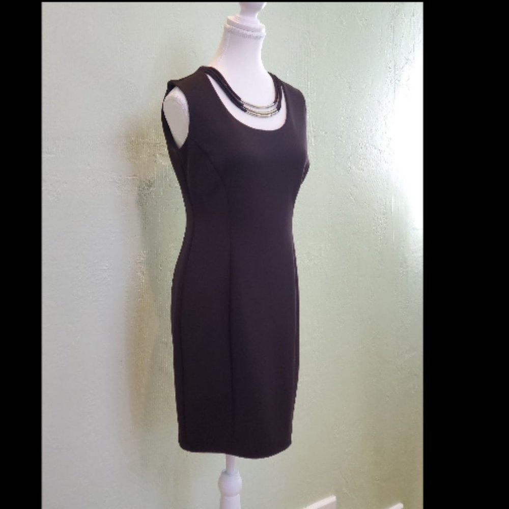 En Focus Studio Black Dress with Built-in Necklace